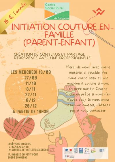Affiche initiation couture en famille 2023