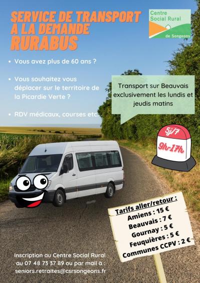 Affiche service de transport a la demande rurabus 23 24